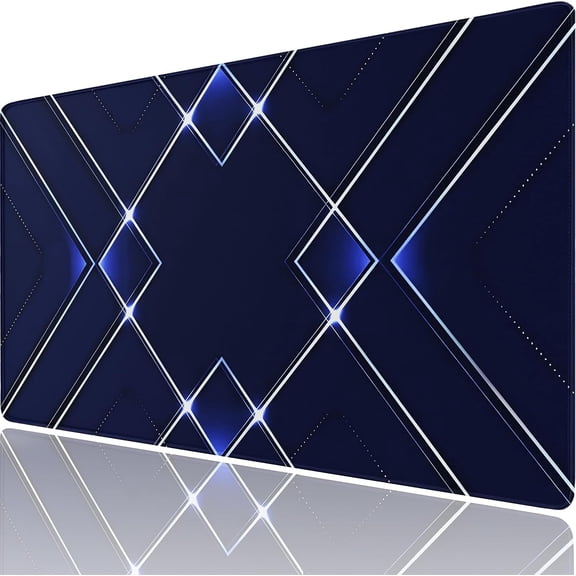 Gaming Mouse Pad, Water Resist Fabric XXL Large Extended Mousepad with Non-Slip Rubber Base, Stitched Edge, Computer Keyboard Mat for Gamer, Office, Home, 31.5" x 15.7", Blue White
