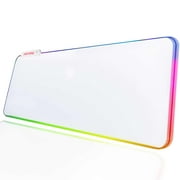 Gaming Mouse Pad White RGB Mousepad Non-Slip Rubber Base Extra Large Cool XL XXL Computer Desk Pad Gaming Accessories LED Light Up jmiyav Extended Big Keyboard and Mouse Pad for Gamer 31.5x12In