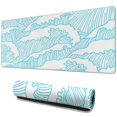 thumbnail image 1 of "Gaming Mouse Pad XL - Non-Slip, Stitched Edges, Japanese Blue & White Wave Design", 1 of 7
