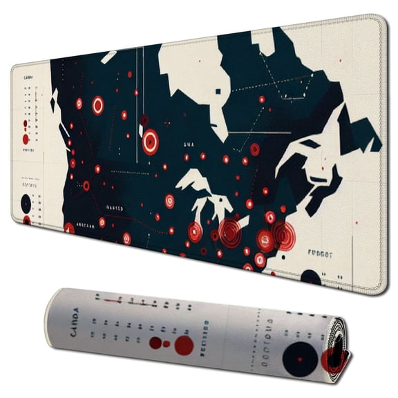 Gaming Mouse Pad XL XXL with World Map Desk Mat&amp;Large Mouse Pad Keyboard Mat  Anti Slip and Waterproof Rubber Mouse Pad (Black)