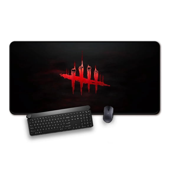 Gaming Mouse Pad with Red Scratch Mark Design, Anti-Slip Rubber Base Mousepad, Extended Large Desk Mat for Gamers,