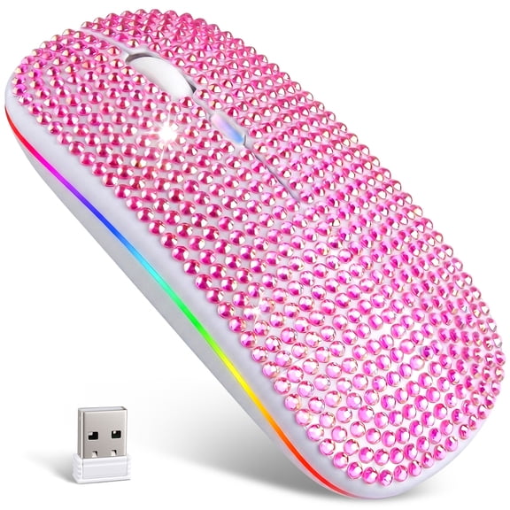 Wireless Mouse for Laptop,AILKIN 2.4GHz 1600 DPI Gaming Mouse Wireless with USB Receiver Rechargeable Wireless Gaming Mouse Computer Mice for Laptop,Chrombook,PC,Mac,Pink