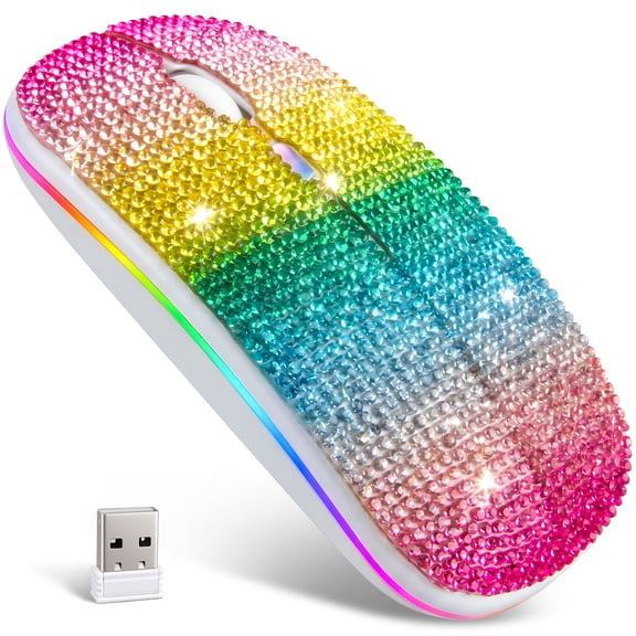 Wireless Mouse for Laptop,AILKIN 2.4GHz 1600 DPI Gaming Mouse Wireless with USB Receiver 7 RGB LED Light Rechargeable Wireless Gaming Mouse Computer Mice for Laptop,Chrombook,PC,Mac