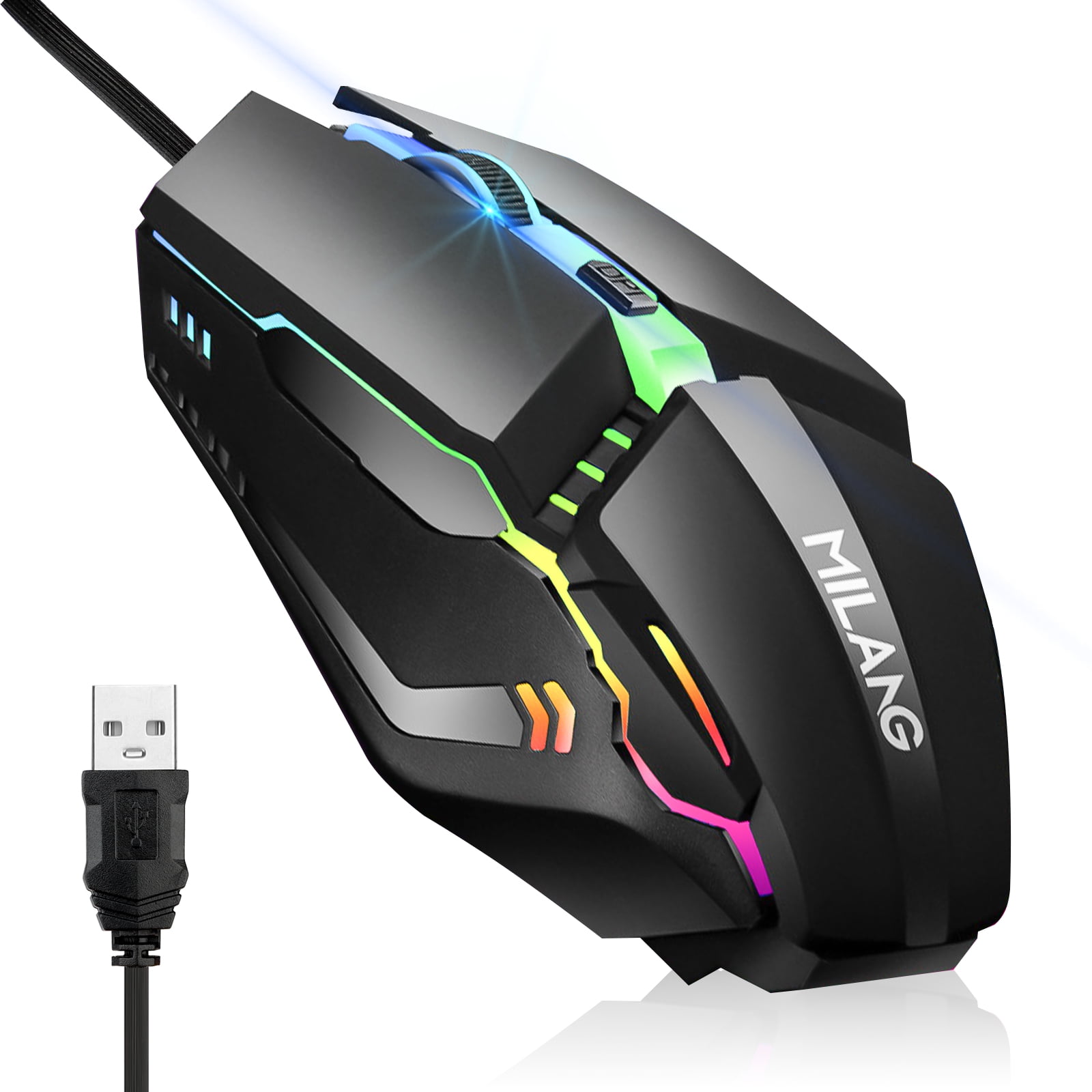 Wired Mouse, USB Wired Computer Mouse Mice, 1600DPI 3 Adjustable Levels  4-Button Ergonomic Mice, Home and Office Mouse for Laptop PC Desktop  Notebook