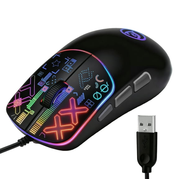 Gaming Mouse Wired, TSV USB Computer Mouse with 5 Adjustable DPI, RGB Backlit LED, Side Buttons, Ergonomic Optical Mice for PC, Laptop, Windows, Mac, Vista, Linux, Gamer