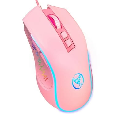 Gaming Mouse Wired,USB Computer Mouse with 4 Adjustable DPI,7 Breathing Lights,6 Key Buttons,Ergonomic Optical Mice for PC,Laptop,Windows,Mac,Vista,Linux,Gamer-Pink