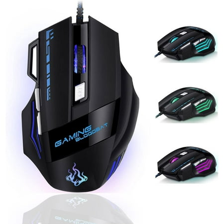 Gaming Mouse Wired Mouse USB Optical Mouse 3200 DPI Adjustable Comfort Grip Ergonomic Mice RGB Breathing Backlit 7 Buttons Fire Key for Windows, Mac OS, Linux , Laptop Computer PC Black