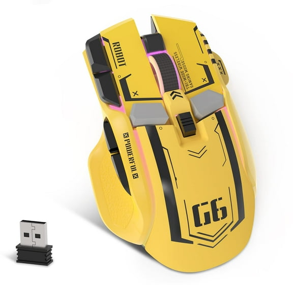 Gaming Mouse, Wired/Wireless/Bluetooth Tri Modes, 5 Adjustable DPI and 11 RGB Backlit, Rechargeable Silent Computer Gaming Mice for Windows/Android/MAC/iOS