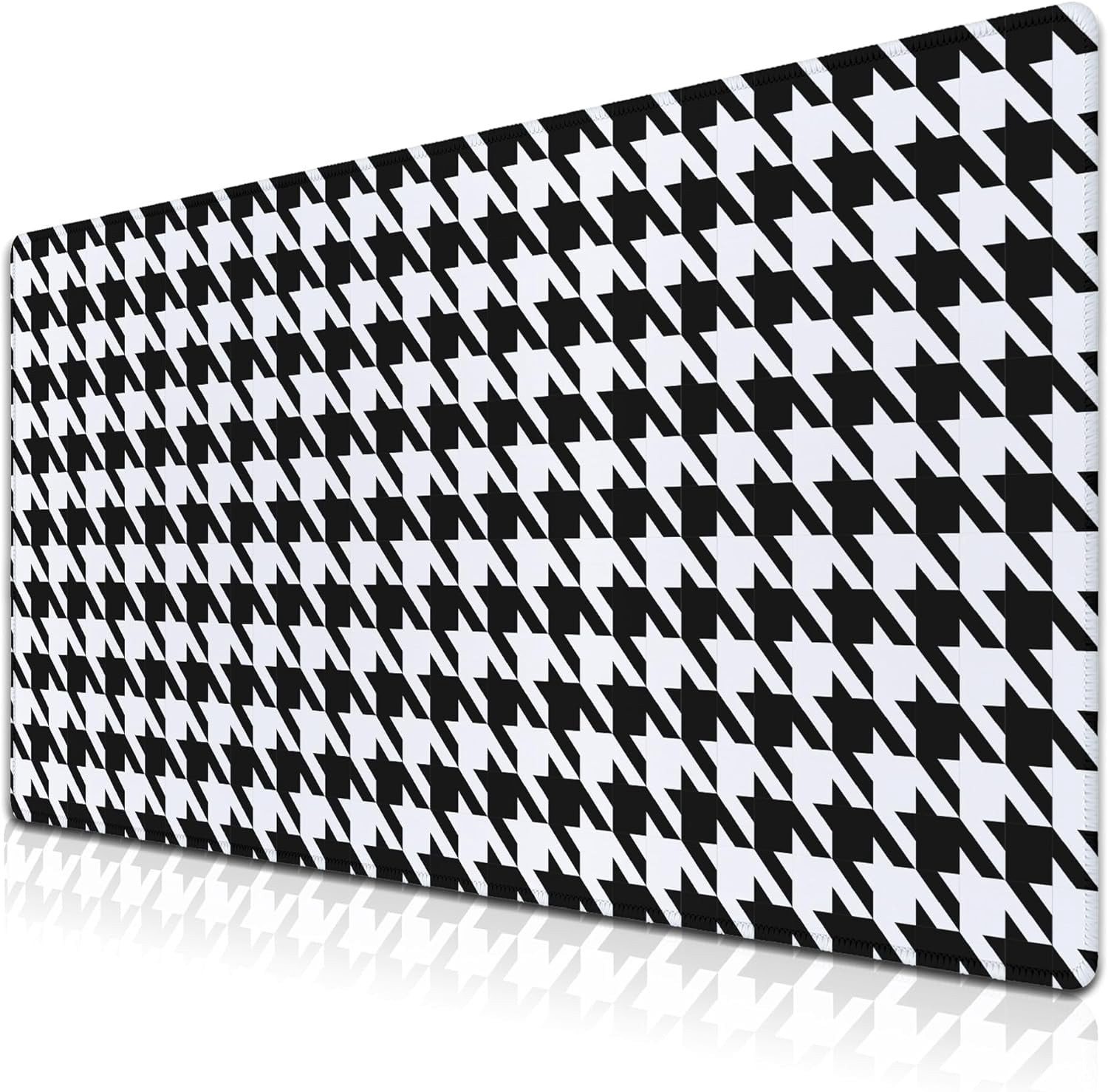 Gaming Mousepad Black and White Desk Mat for Desk Big Mouse Pads Keyboard Pad Home Office Decor Waterproof Non-Slip Rubber Base 35.4" X 15.7" for Game Office, Houndstooth Pattern