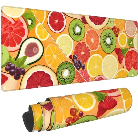 Gaming Mousepad Kiwi Watermelon Large Waterproof NonSlip Desk Mat 12x31.5 in, Essential for Home Office Work Computer Keyboard Pad, Perfect for Remote Work from Home