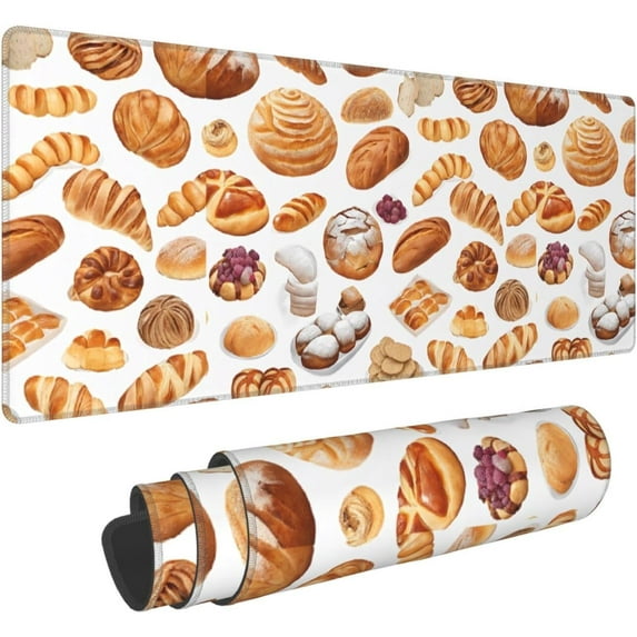 Gaming Mousepad Painted Bread Large Waterproof NonSlip Desk Mat 12x31.5 in, Essential for Home Office Work Computer Keyboard Pad, Perfect for Remote Work from Home