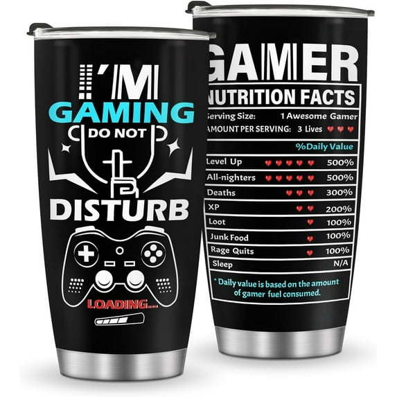 Gaming Mug Tumbler Boys Gifts - Teens Men Gamer Gamepad Presents Game Controller Travel Coffee Cup for Boyfriend Son Dad Husband Birthday Halloween Christmas 20oz Stainless Steel