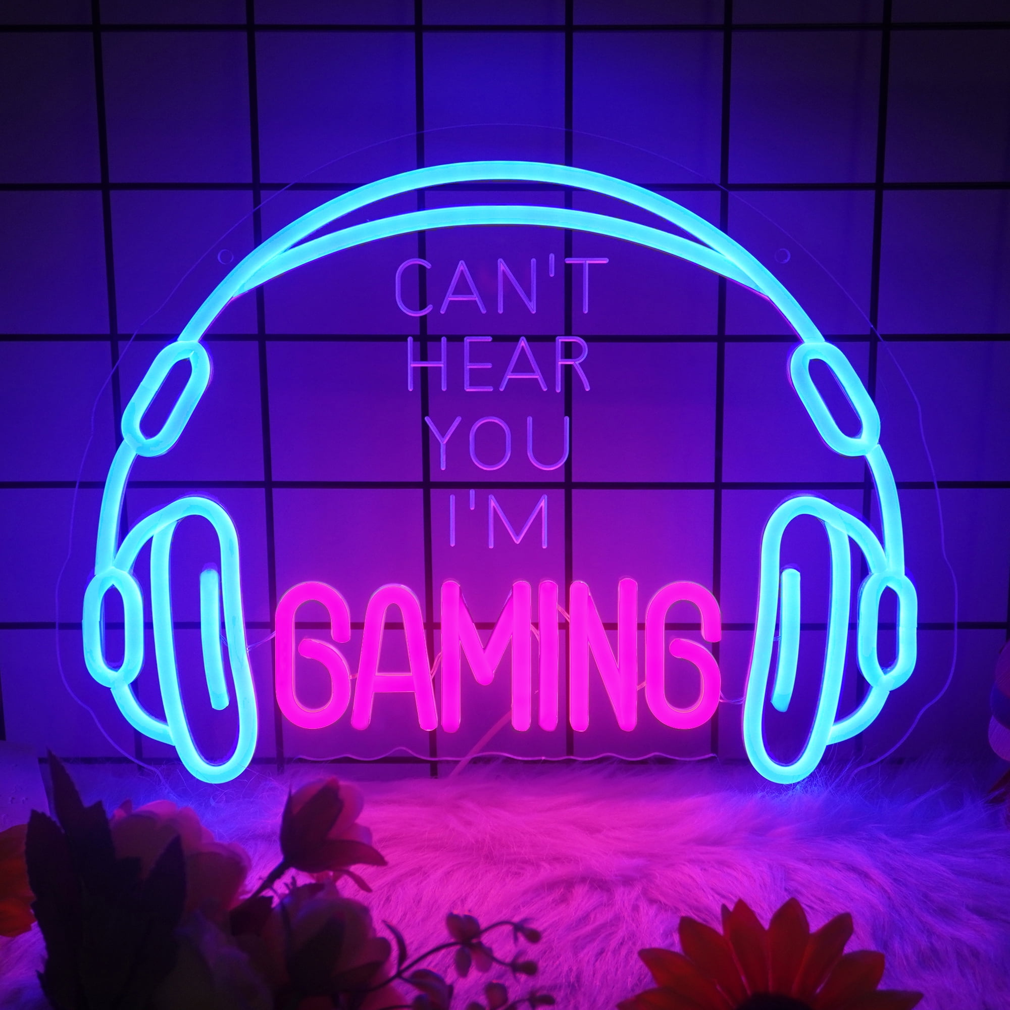 Gaming Neon Sign, Headset Gamer Led Signs for Wall Decor, Dimmable Neon Light Sign for Bedroom, Game Room, Kids Room, Bar Decoration, USB Powered Light Up Neon Signs for Party Decor