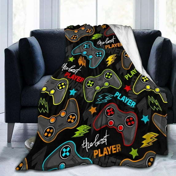 Gaming Gaming Neon Video Game Neon Video Game Gamer Throw Blanket Soft Bed Bedding Warm Cozy Plush Flannel Fleece Blankets Gifts for Boys Teens Men, Sofa Couch Bedroom Home Decor, 80"X60"