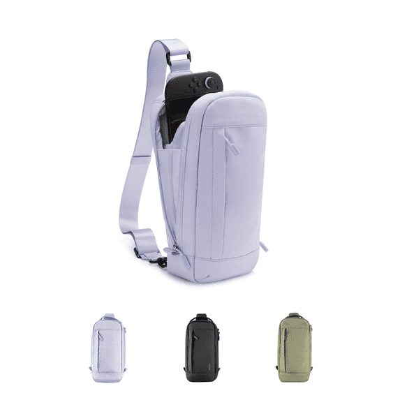 Gaming Nintendo Switch 2 Carrying Case, Sling Crossbody Travel Bag, Fits Up to 2 Pro Controllers with 10 Game Cartridge Slots, Soft Interior & Lightweight Protective Gaming Pouch - Lilac