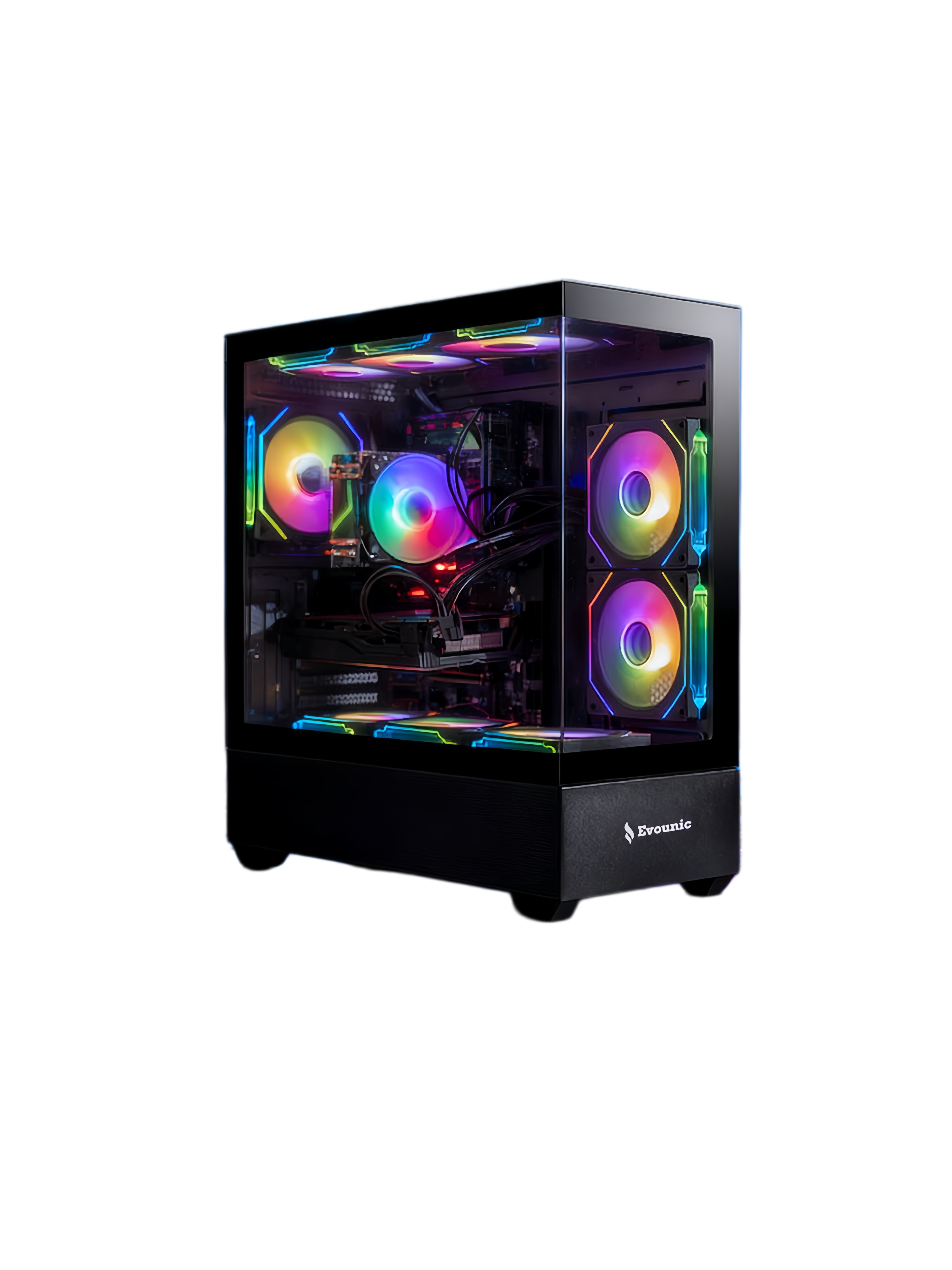 Evounic Prebuilt Gaming PC - Ryzen 5 3500X, GTX 750 Ti , 16GB DDR4, 512GB SSD+1TB HDD, WiFi 6 BT5.4, 9 RGB Fan, Win11, Liquid Cooler,RGB Keyboard Mouse