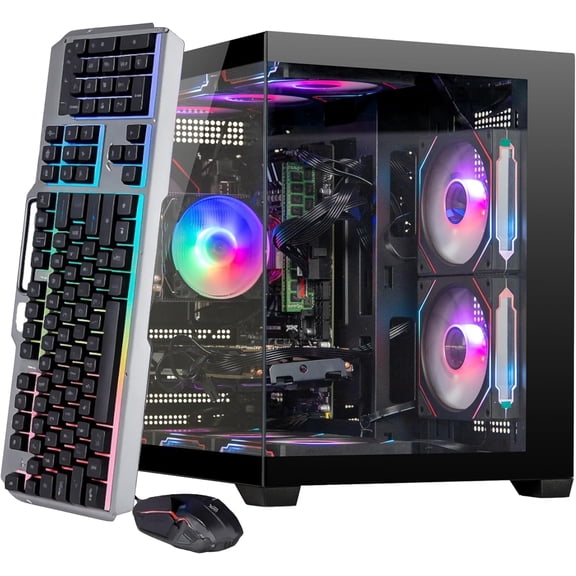 Gaming PC Computer Desktop  i7 Xeon E5 3.20 GHz 12-Core Processor, GeForce GT1030, 16GB RAM, 512GB SSD + 1 TB HDD, Wi-Fi 6 & Bluetooth 5.4, 9 ARGB Fans, Windows 11 Pro, 650W PSU