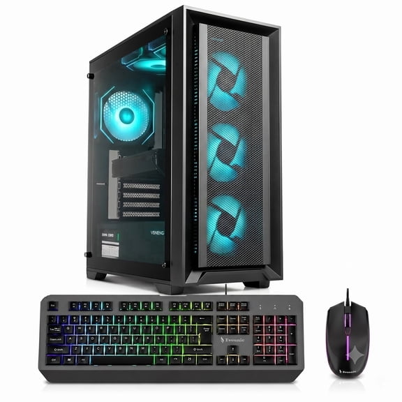 Gaming PC Desktop Computer Intel i7-8700K, GTX 960, 16GB RAM, 512GB SSD, WiFi6 & BT5.4, Windows 11, with Rbg Gaming Keyboard & Mouse
