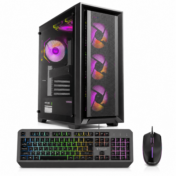 Gaming PC Desktop Computer Intel i7, RX 550, 16GB RAM, 256GB SSD + 1TB HDD, WiFi6 & BT5.4, Windows 11, With Keyboard & Mouse