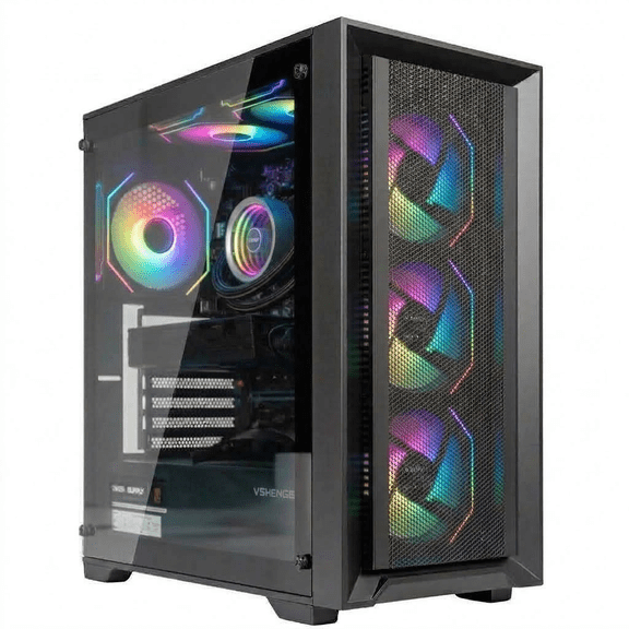 Gaming PC Desktop Computer Liquid Cooling Intel i7-9700TE RTX 3050 6GB 16GB DDR4 512GB NVMe SSD WiFi 6 Bluetooth 5.4 Windows 11 w/ Keyboard & Mouse