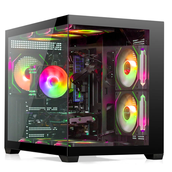 Gaming PC Desktop Intel Xeon i7 E5 up to 3.0GHz 10-Core, RX550, 32GB RAM, 512GB SSD 1TB HDD, Win 11, WiFi 6, BT5.4, 650W, W/ RGB Keyboard & Mouse