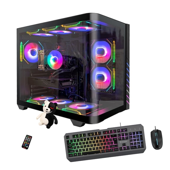 Gaming PC Desktopi5-11600, RX 580 8GB, 16GB RAM, 512GB SSD+1TB HDD, WiFi 6, BT 5.4, Win11, 9 ARGB Fans | Ready for Fortnite/GTA V/Valorant
