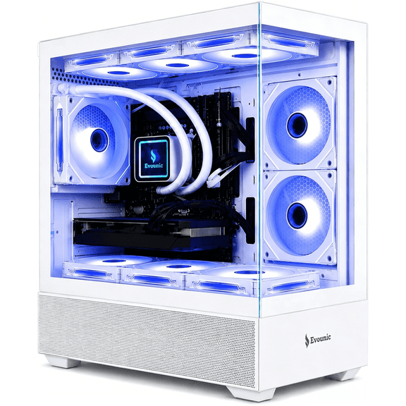 Gaming PC - Ryzen 5 3500X, RX 580 8GB, 16GB DDR4, 512GB NVME SSD + 1TB HDD, WiFi 6 & BT5.4, 9 RGB Fan,Liquid Cooler, Win11, RGB Keyboard & Mouse