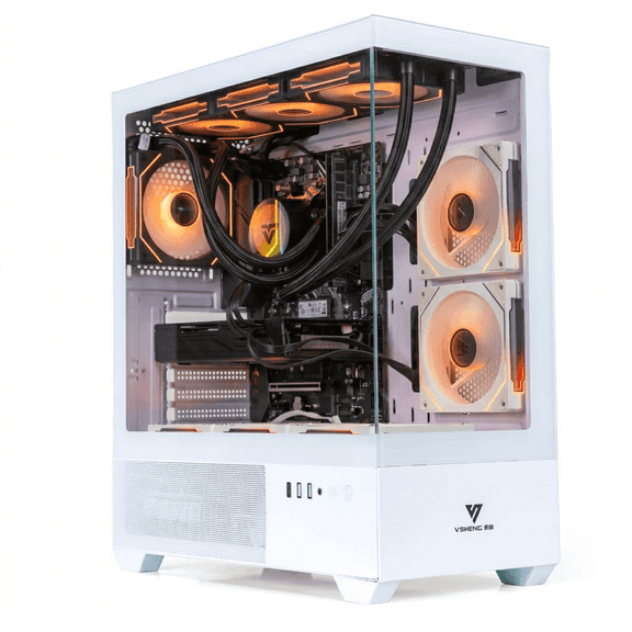 Gaming PC - Ryzen 5 3500X, RX 580 8GB, 16GB DDR4, 512GB NVME SSD 1TB HDD, WiFi 6 & BT5.4, 9 RGB Fan,Liquid Cooler, Win11, RGB Keyboard & Mouse