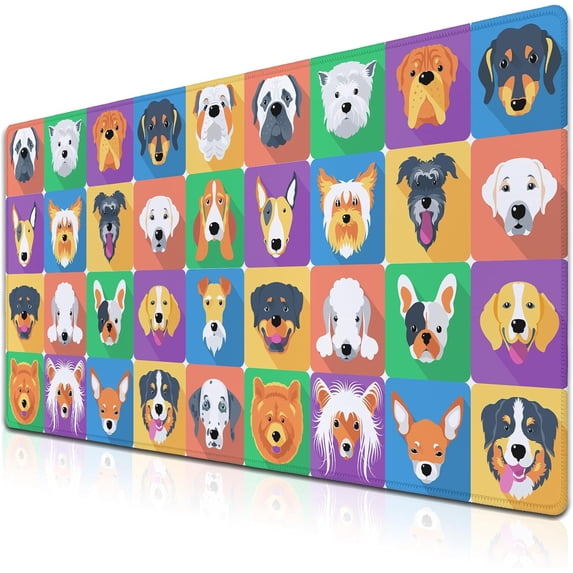 Gaming Pad Long Mousepad, Extra Large Mouse Pads Desk Mouse Pad, Mouse Pad Big Non-Slip Rubber Base Waterproof with Stitched Edges, 35.4 X 15.7 inch for Work/Game/Office/Home Portrait Puppy