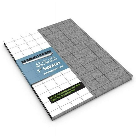 Gaming Paper 8.5" x 11" Reversible Graph Paper - Cobblestone (1" Square) New