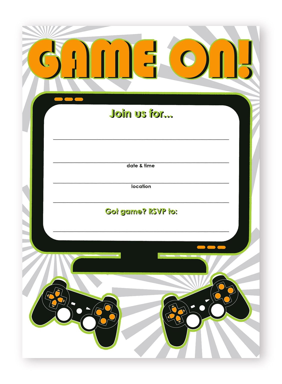 Pop Parties Gaming Party Printed Invitations with Envelopes, 20 Count - Walmart.com pop-parties-gaming-party-printed-invitations-with-envelopes-20-count-walmart-com