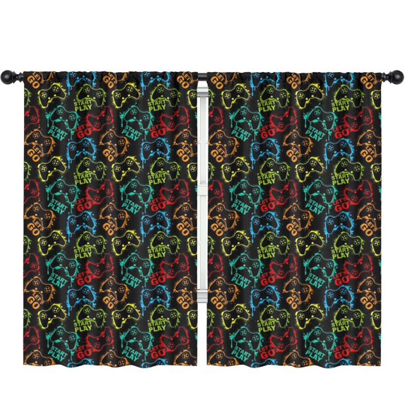Gaming Pattern Blackout Kids Curtains,Childrens Insulated Curtains Set Of 2,Bedroom Essentials,Toddler Room Decor 52x84in(132x213cm)