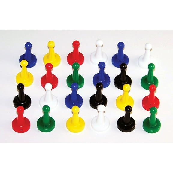 Gaming Pawns, Assorted Colors, 1in Tall, Set of 24, Board Games, Multicolor