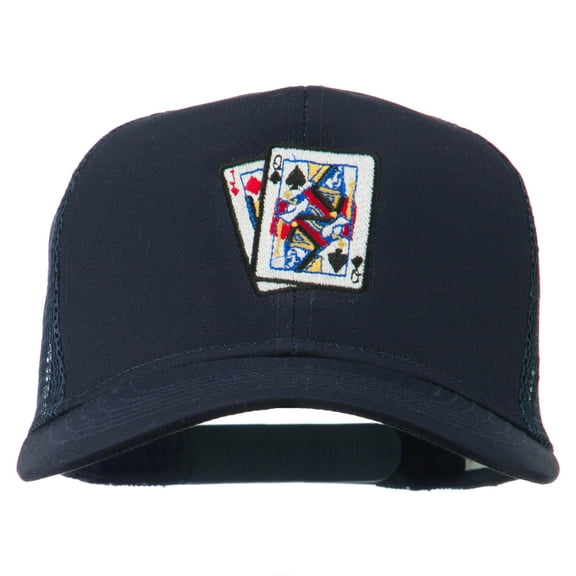 Gaming Pinochle Embroidered Mesh Cap - Navy OSFM