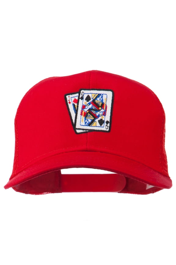 Gaming Pinochle Embroidered Mesh Cap - Red OSFM