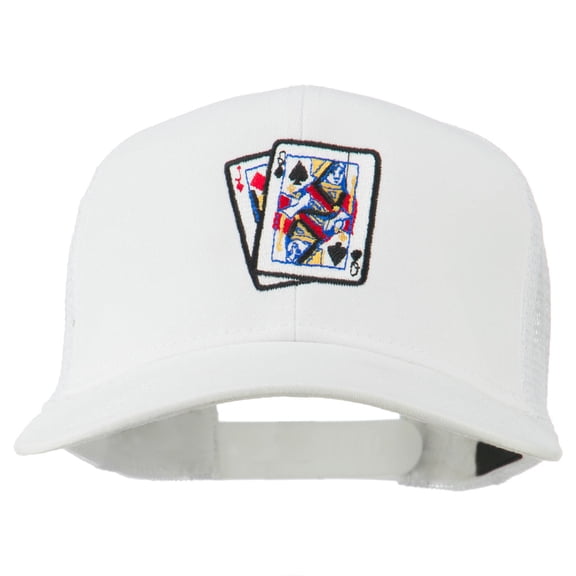 Gaming Pinochle Embroidered Mesh Cap - White OSFM
