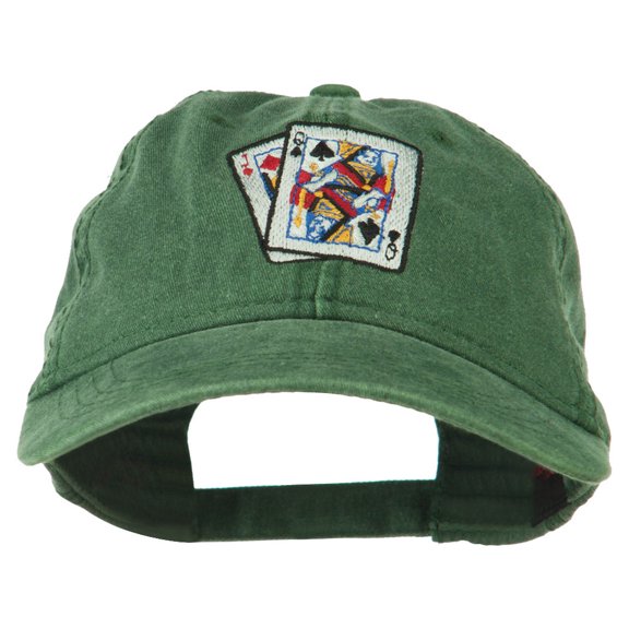 Gaming Pinochle Embroidered Washed Cap - Dark Green OSFM