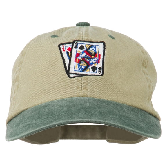 Gaming Pinochle Embroidered Washed Cap - Khaki Green OSFM