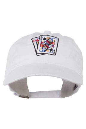 Gaming Pinochle Embroidered Washed Cap - White OSFM