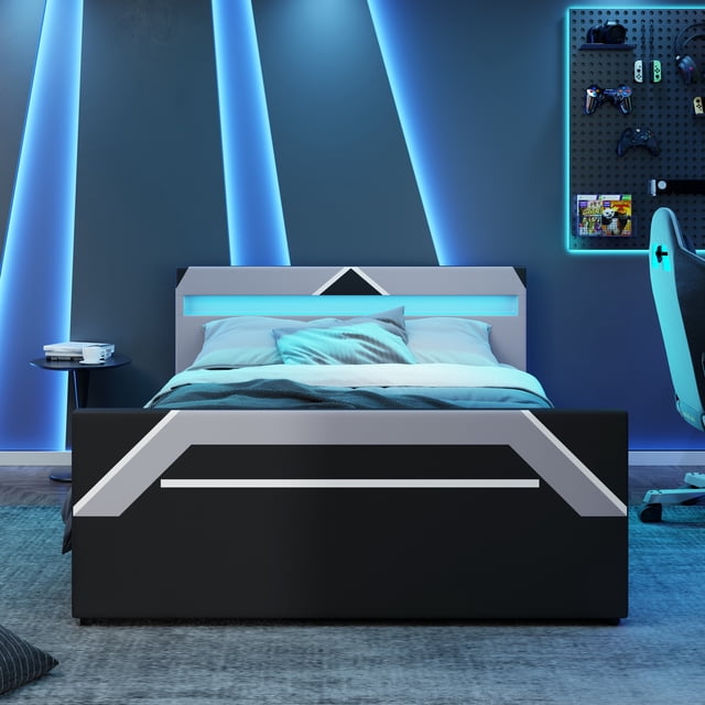 Gaming Platform Bed Queen Size with Side-Lift Hydraulic Storage ...