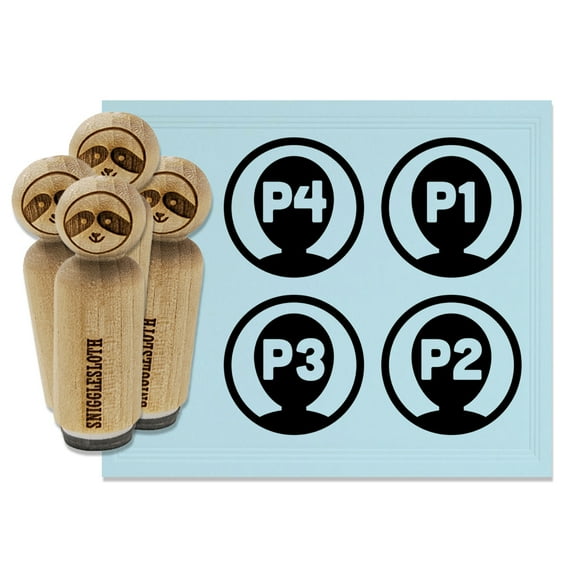 Gaming Player Indicators 1 2 3 4 One Two Three Four Rubber Stamp Set for Scrapbooking Crafting Stamping - Small 3/4 Inch