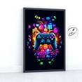 thumbnail image 1 of Gaming Print, Gaming Controller, Tween Room Decor, Bedroom Decor, Bedroom, Dorm Print, Bedroom Print, Gaming Decor, Neon Colours Home Decor #135, Stretched Canvas Size 8x12, 1 of 4