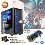 Gaming-Pro Gaming PC Desktop Computer | AMD Ryzen 5 PRO 2400G 3.6GHz | 16GB DDR4 RAM | 512GB SSD + 1TB HDD | NVIDIA GT 1030 2GB GDDR5 Graphics | WiFi 6 | Window