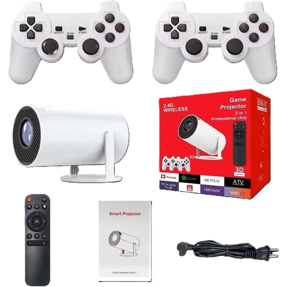 Gaming Projector HY3000 with Game Controller, Native 1080P 4K, 300ANSI, Android 11, Wifi6 BT5.0, Home Theater Outdoor