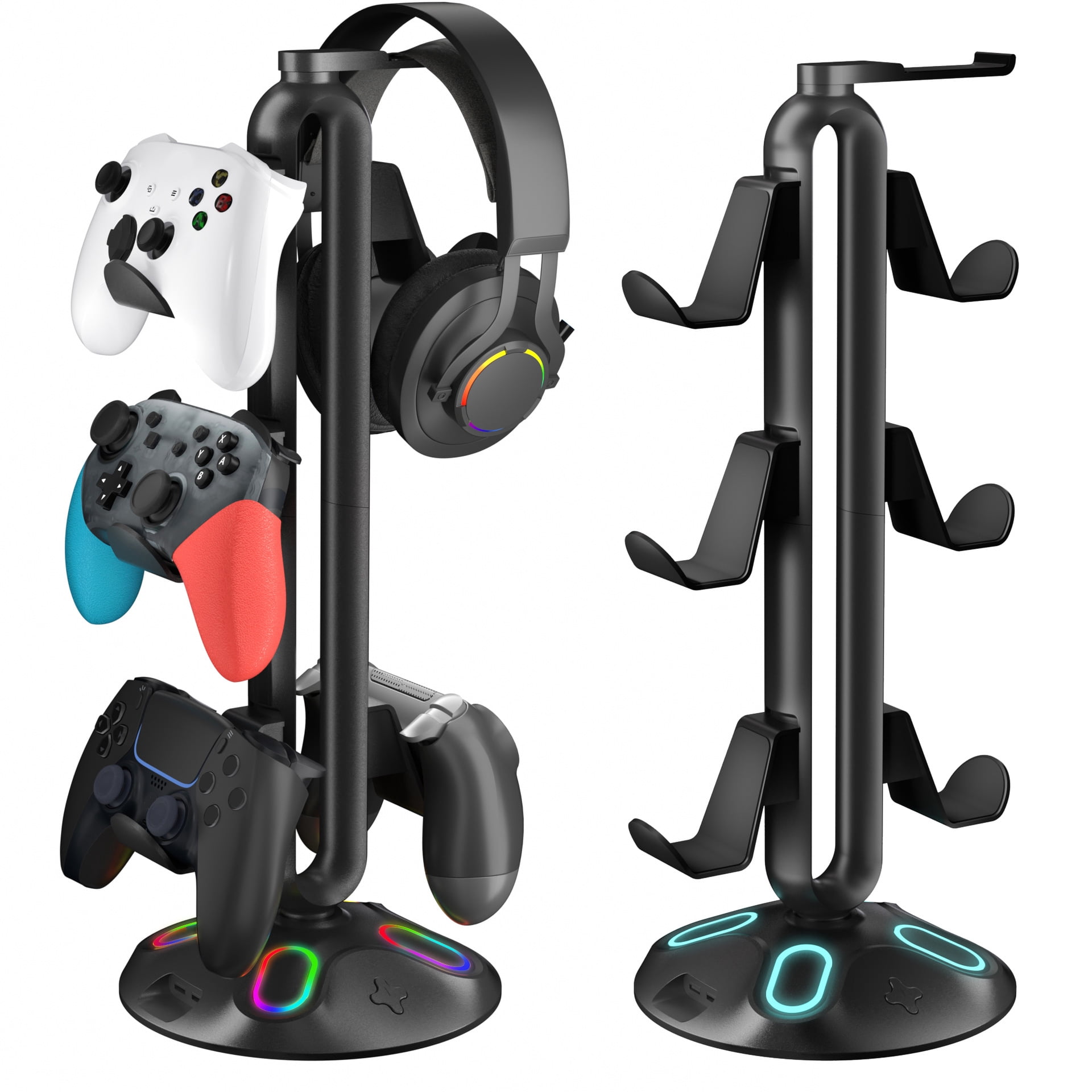 RGB Gaming Headphone Stand, Controller Holder with 9 Light Modes ...