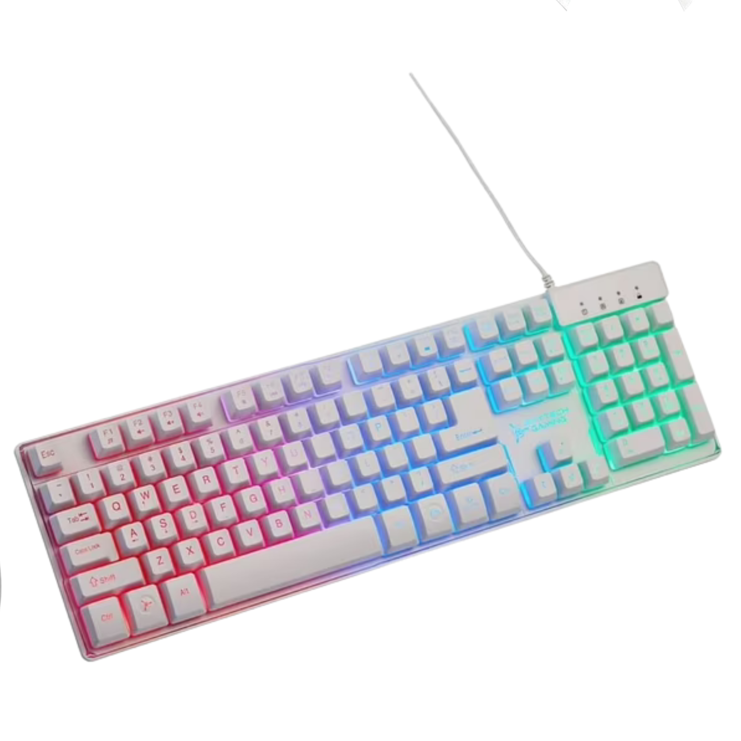 Sanoxy Wired Gaming Keyboard Rainbow Backlit Mechanical Feel 104 Keys White