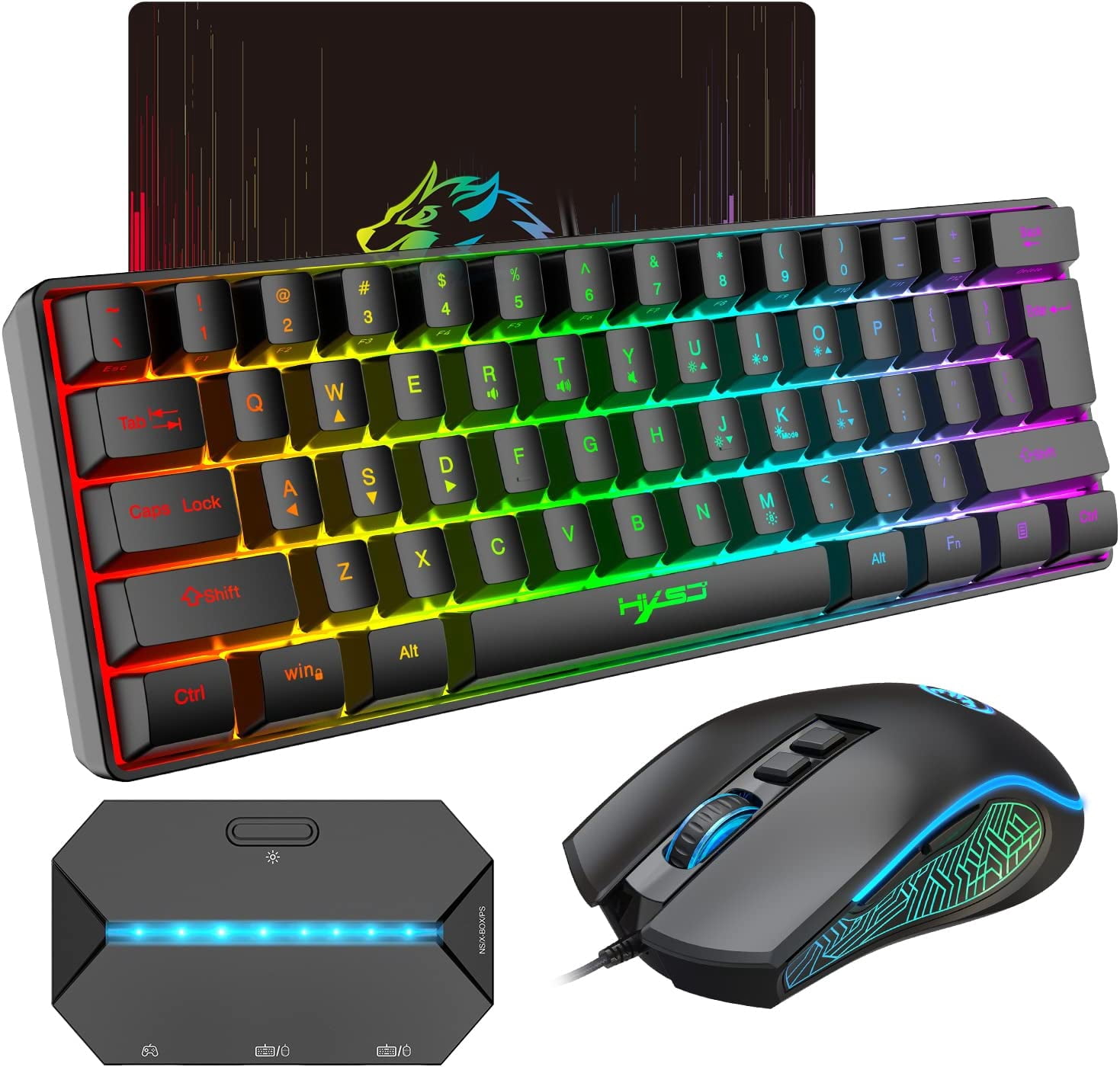 Contoller Nintendo Led Gaming RGB Wired Keyboard and Mouse Combo - USB Compact 61 Keys LED ...