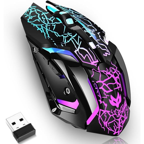 Gaming , Rechargeable    with Type-C  ,   with 3 Adjustable DPI, 6 Silent Buttons, LED Light, Long  Life for Laptop, PC,
