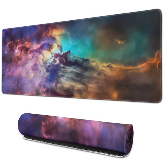 Gaming Reimagined: Large Dazzling Galaxy Mouse Pad; Non-Slip Rubber Base for Improved Control, Stitched Edges for Long-lasting Use. Perfect as a Keyboard Mat & Desk Pad - 31.5x11.8inch.