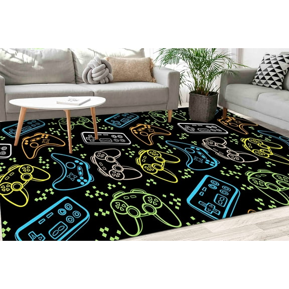 Gaming Room Rugs, Colorful Rug, Neon Colors Rugs, Modern Rug, Thick Rug, Gift For Her, Salon Decor Rug, Office Rug, Machine Washable Rug, 3.3'x6.5' - 100x200 cm